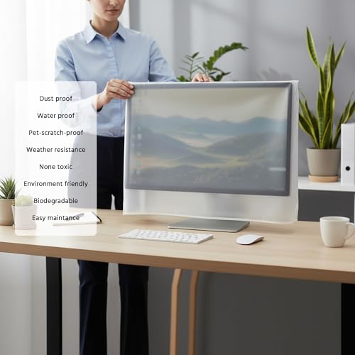 Monitor Dust Cover, LCD/LED HD Antistatic Vinyl Flat-Screen Computer Monitor Water Proof Protective Case Compatible with 26" iMac Desktop and Accessories -25W x18H in - view 4