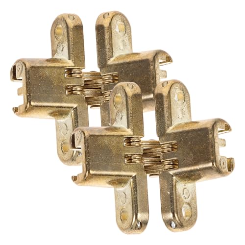 Concealed Cabinet Hinges Hidden Zinc Alloy Cross Hinges Mute Flat Hinge for Cabinet Doors Silent Door Hardware for Kitchen Background Wall Counter Doors 2-Pack 1.64 X 1.29 X 0.31 in