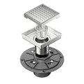 4-Inch Brushed Square Shower Drain with Quadrato Pattern Grate