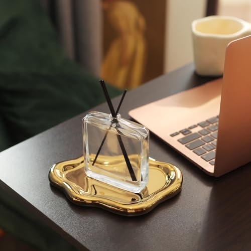 Jewelry Dish Trinket Tray for Women, Ring Dish Holder, Unique Cloud Shape Ceramic Plate Cute Things Vanity Aesthetic Room Decor Mother's Day Birthday (Gold) - view 6