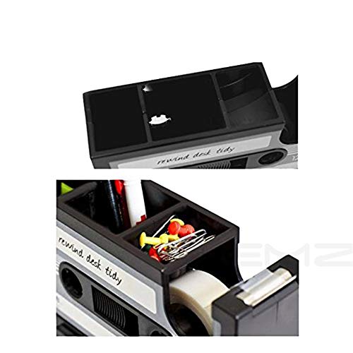 Creative Adhesive Tape Pen Holder Case, Retro Cassette Tape Dispenser Vase Brush Pot, Popular Pencil Desk Collection Tidy Organizer, Office Stationery Storage Container- Unique Gift (Gray) - view 4