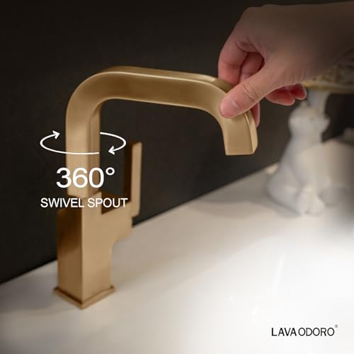 Champagne Gold Bathroom Faucet Single Hole, Solid Brass Faucet - view 6