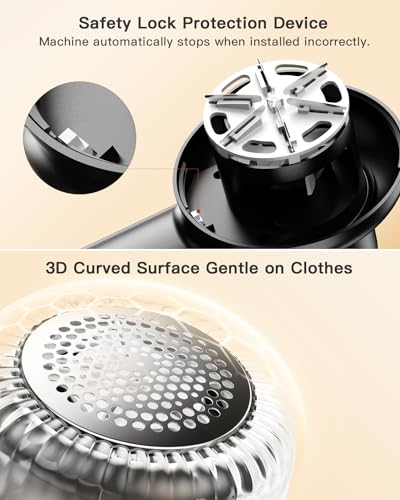 Rechargeable Fabric Shaver, Lint Shaver with Digital Display, Sweater Shaver with 6-Leaf Blades and Safety Lock, 3-Speeds Defuzzer Remove Fuzz, Pills from Clothes, Furniture, Sofa, Blanket - view 5