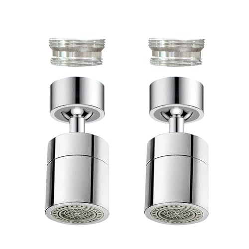 2 Pcs Faucet Aerator, 360° Swivel Kitchen Sink Faucet Aerator, Big Angle Twist, Dual-function 2-Flow Sprayer Faucet Head, Sink Sprayer Attachement, Faucet Replacement Part 55/64'', Chrome