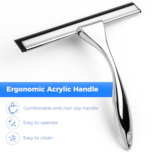 Shower Squeegee for Glass Doors, 10 Inch Multi-Purpose Squeegee with Hook for Shower Glass, Windows, Mirrors, Car Windows and Tiles - view 2