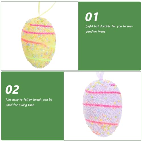 6pcs Easter Egg Ornaments Colorful Foam Hanging Decor - view 3
