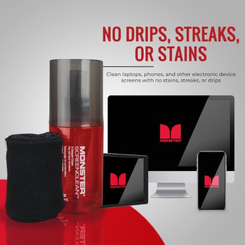 Screen Cleaner Kit with Microfiber Cloth, 6.7 oz (200 mL) Monitor Cleaning Spray for HDTVs, Laptops, Tablets, Smartphones and Eyeglasses, White/Black/Red - view 5