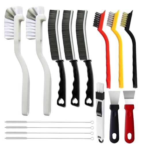 15Pcs Crevice Cleaning Brush Set, Multifunction Hard Bristle Scrub Brushes
