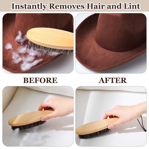 4 Pcs Lint Brushes for Clothes Horsehair Garment Brush Wood Handle - view 6