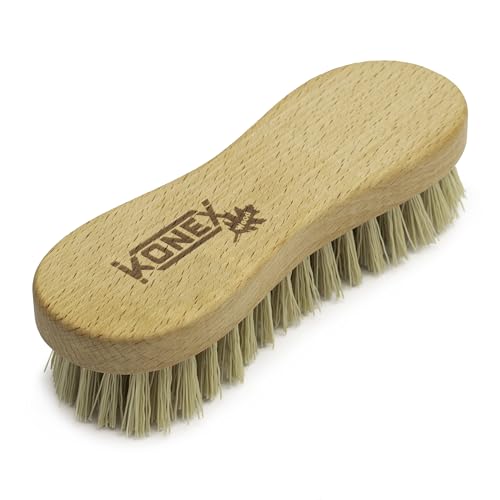 Nylon Fiber Economy Utility Cleaning Hand Brush | Heavy Duty Hand-Held Scrub Brush Stiff Bristles | Wooden Body, Ideal Scrub Brushes for Cleaning (Peanut Shaped)