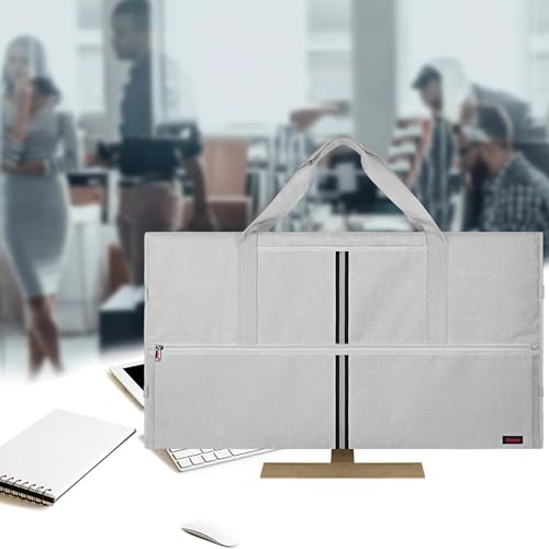 32 Inch Monitor Carrying Case, Travel Protective Bag for LCD Screens with Padded Velvet Lining, Waterproof & Shockproof Design-Light Gray - view 5