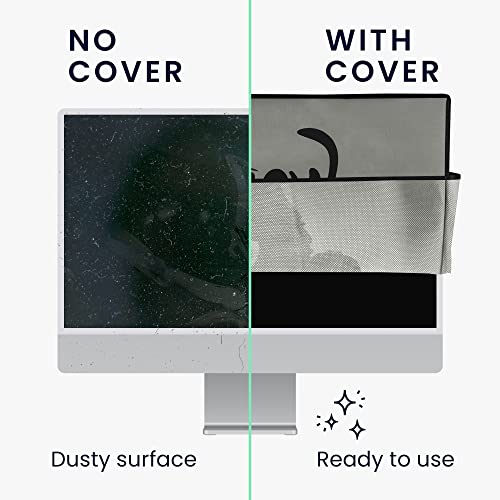 Computer Monitor Cover Compatible with 34-35" monitor - Meow Cat Grey/Black - view 4