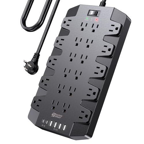 Power Strip Surge Protector, 22 Outlets, 6.5Ft Flat Plug, 2100J
