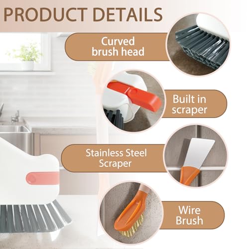 Groove Cleaning Brushes 2 in 1 Window Track Cleaner Cleaning Tools, Multifunction Hard Bristle Grout Crevice Cleaning Brush with Scraper for Kitchen Stove Sink, Sliding Door Track, Window Sill, 2PCS - view 4