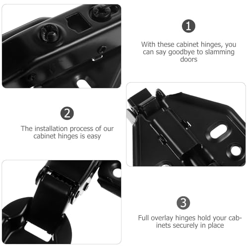 Black Cabinet Door Hinges Concealed Hardware Stainless Steel 2pcs - view 3