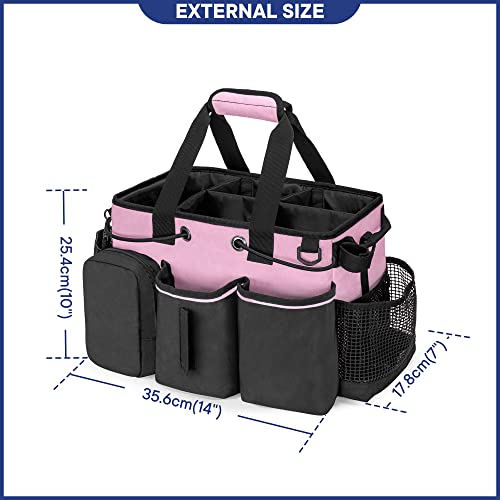 Large Professional Cleaning Caddy with Detachable Divider, Pink - view 6