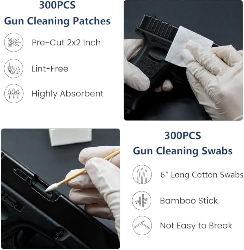 Gun Cleaning Supplies in Box - Pistol Swabs & Cleaning Patches Combo Pack - view 2