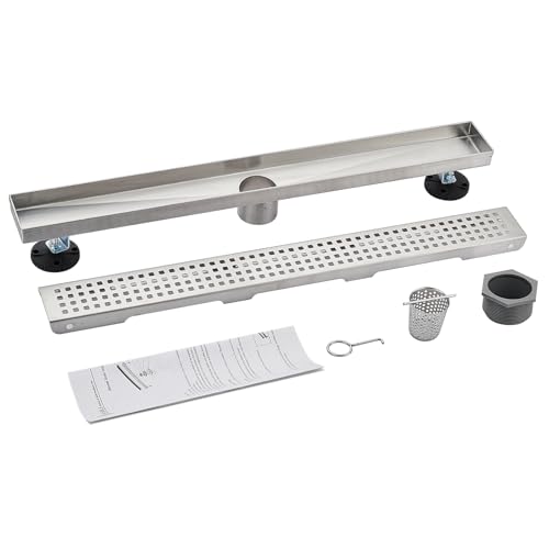 Linear Shower Floor Drain, Brushed Nickel 12 Inch Bathroom Drains - view 2