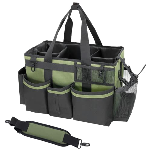 Wearable Cleaning Caddy Organizer with Handle & Shoulder Straps for Housekeepers, Under Sink & Car Cleaning Tool Organizer Bag with 4 Foldable Dividers (Black) - view 2