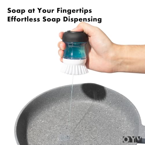 Soap Dispensing Palm Brush, 1-Pack Dish Scrub Brush, Black/Clear/White - view 2