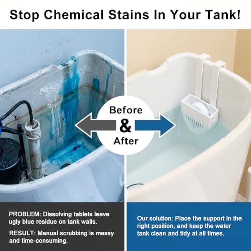 2Pcs Toilet Tank Cleaning Tablet Holder, Hanging Toilet Cleaner Box Tablet Bracket Preventing Dissolved from Polluting Water Tank Fits Most Standard Toilets Tanks, w/Brush - view 4