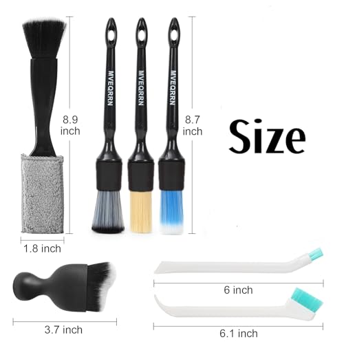7PCS Car Detailing Brush Set,Boars Hair Detail Brush Kit(Black) - view 2