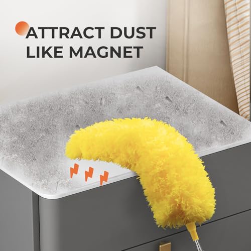 Microfiber Feather Duster, High Ceiling Fans with 30-100 Inch Pole, Green - view 2