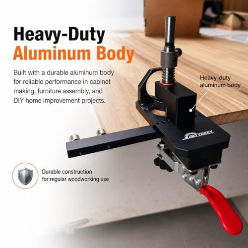 35mm Concealed Hinge Jig for Cabinet Doors, Aluminum Hinge Drilling Guide with Depth Adjustment, 3–4 Inch Edge Distance Arm, Dust Port & Toggle Clamp - view 6