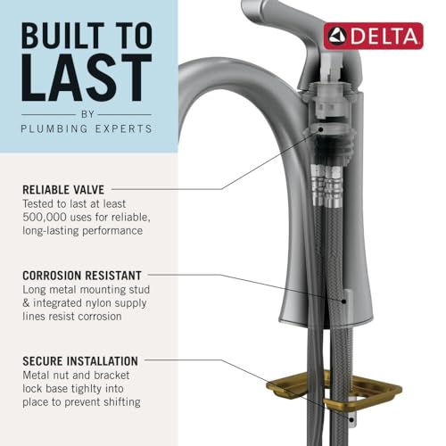 Geist Brushed Nickel Bathroom Faucet 1 Hole, Single Hole Bathroom Sink Faucet for Vanity, Push-Pop Drain Assembly, SpotShield Brushed Nickel 15864LF-SP - view 4