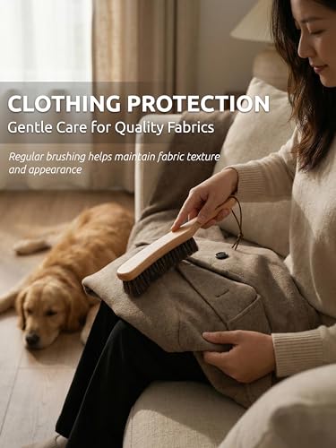 Soft Horsehair Clothes Brush for Suits, Large Beech Wood Handle - view 6