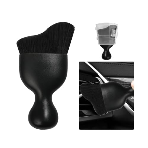 Car Detailing Brush, Curved Soft Bristles Auto Removal Dust Collectors, Universal Vehicle Dashboard, Air Conditioner Vents etc Interior Cleaning Tool Accessories (Black)