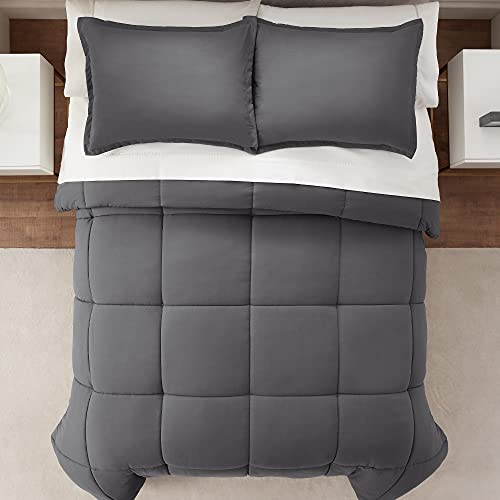 Simply Clean Ultra Soft Hypoallergenic Solid 3 Piece Comforter Set, King, Grey - view 2