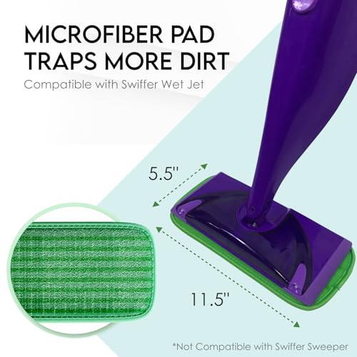 Turbo Mops Reusable Floor Mop Pads - Pack of 2, Machine Washable, 12-inch Microfiber Mop Refills - Compatible with Swiffer Wet Jet - Household Cleaning Tools - view 3