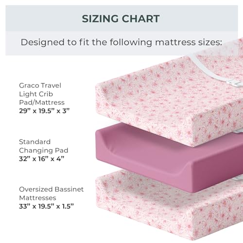 Pobi Baby Changing Pad Cover for Girls, Soft Cotton, 2 Pack (Blossom) - view 3