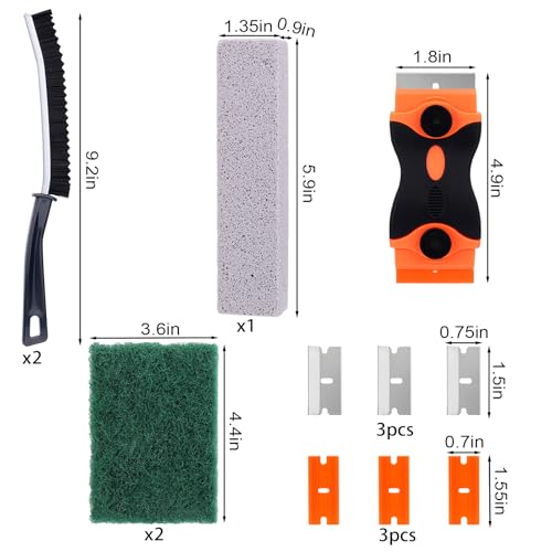 Heavy Duty Oven Cleaner Tools, Oven Cleaning Accessories, Oven Cleaning Kit with Crevice Cleaning Brush, Razor Blade Scraper, Pumice Stone, Cleaning Rags - view 7