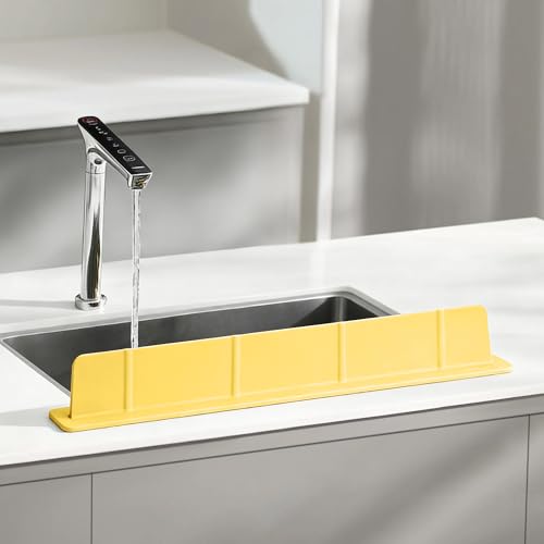 Silicone Sink Splash Guard with Strong Suction Cups, Yellow, 20 in