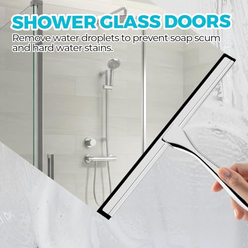 2pcs Shower Squeegee for Glass Doors with Adhesive Hanging Hook Set - view 3