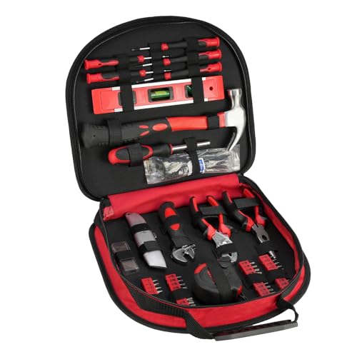Multi-Purpose Tool Kit with Compact Round Pouch, 164-Piece, Scarlet 12 x 11.4 x 2 inches