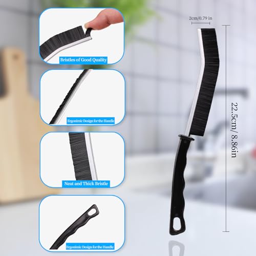 Crevice Cleaning Brush Cleaning Tools Cleaning Supplies Grout Brush Scrub Brush Toilet Brush for Household Use for Cleaning Bathroom Kitchen 3 Pcs (Black) - view 5