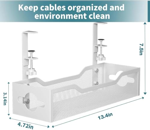 Under Desk Cable Management Tray 2 Pack, No Drill Cable Organizer With Clamp for Standing Desk, Easy to Install Cord Management System, No Damage Wire Organizer - view 4