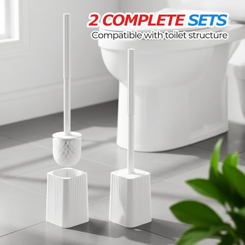 2Pack Toilet Bowl Brush and Holder Set - Restroom Cleaning Supplies - view 5