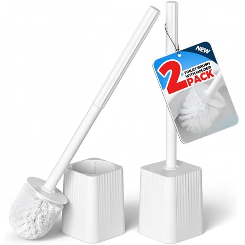 2Pack Toilet Bowl Brush and Holder Set - Restroom Cleaning Supplies