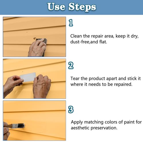 Vinyl Siding Repair Patch Kit, Vinyl Siding Repair Kit Self-Adhesive Vinyl Siding Patch Repair Tape PVC Vinyl Fence Patch Kit for House Vinyl Siding Cover Any Cracks Holes Blemishes - 6 Patches - view 5