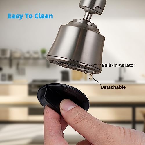 Faucet Aerator 4 Modes, 360° Swivel Faucet Sprayer Head, Brushed Nickel - view 6