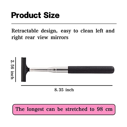 1 PC Car Rearview Mirror Wiper Telescopic Auto Mirror Squeegee 98cm Long Handle Cleaning Tool Glass Mist Cleaner Black - view 2