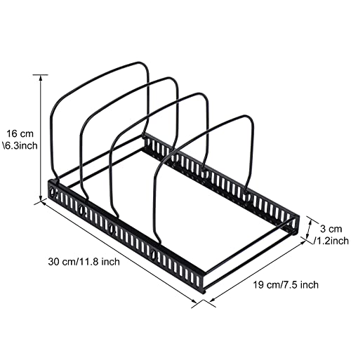 10+ Bakeware Organizer Rack for Kitchen Bakeware, Cookware, Dinnerware, Cutting Boards, Plates, Pot and Pan Lids (Black) - view 2