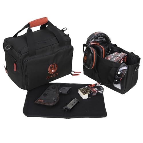 Ruger Shooting Range Bag by Allen Company - Tactical Gun Case w/ Pistol Rug and 6 Mag Pockets - MOLLE Compatible - 11.5" x 7" - Black - view 3