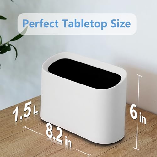0.4 Gal Mini Trash Can for Desk with Inclined Opening (White) - view 3