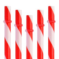 12 Piece 9 Inch Reusable Plastic Thick Drinking Straws BPA Free Mason Jar Straws Big Stripe (9inch Red)