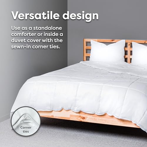 White Comforter Full Hypoallergenic Duvet Insert Microfiber All Season Goose Down Alternative Quilted - Corner Loops - Box Stitched - Washable - 82" W x 86" L - view 5